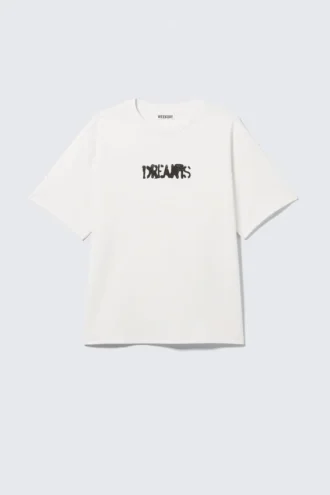 Boxy Printed Graphic T-Shirt – White – Dreams