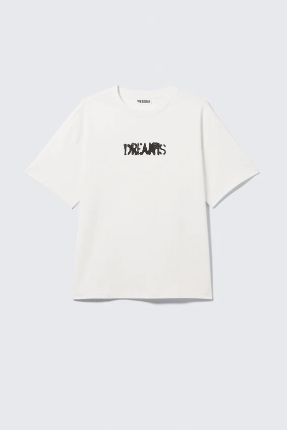 Boxy Printed Graphic T-Shirt – White – Dreams Boxy Printed Graphic T-Shirt – White – Dreams