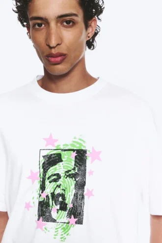 Boxy Printed Graphic T-Shirt – White – Face Off