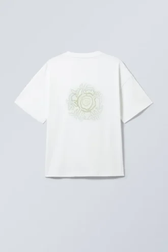Boxy Printed Graphic T-Shirt – White – Green Symbol