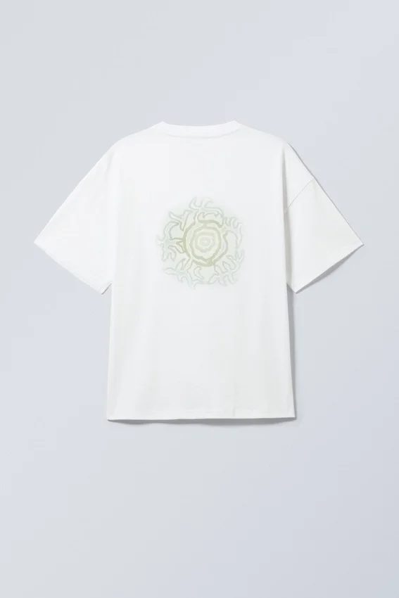 Boxy Printed Graphic T-Shirt – White – Green Symbol Boxy Printed Graphic T-Shirt – White – Green Symbol