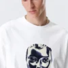 Boxy Printed Graphic T-Shirt – White – Robo Silver Face Boxy Printed Graphic T-Shirt – White – Robo Silver Face