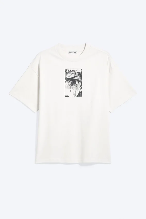 Boxy Printed Graphic T-Shirt – White – Tears Boxy Printed Graphic T-Shirt – White – Tears