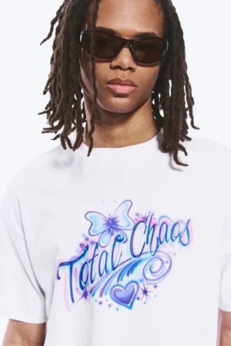 Boxy Printed Graphic T-Shirt – White – Total Chaos