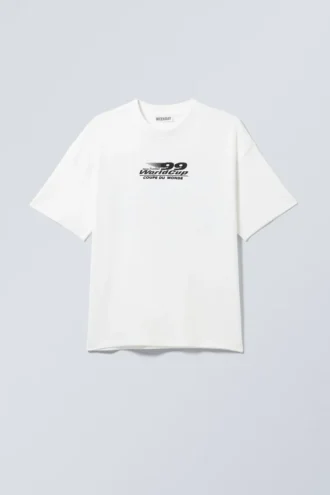 Boxy Printed Graphic T-Shirt – White – World Cup 99