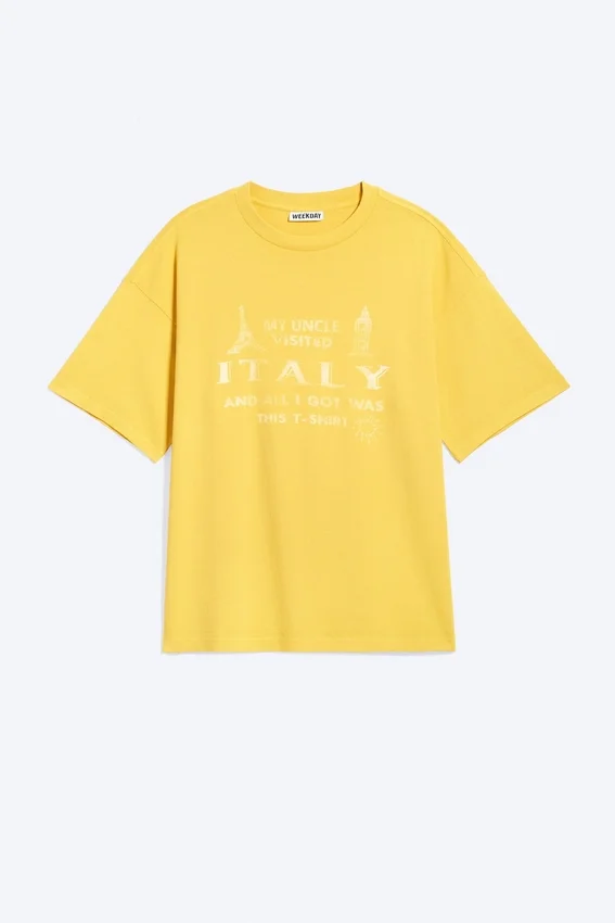 Boxy Printed Graphic T-Shirt – Yellow – Italy Boxy Printed Graphic T-Shirt – Yellow – Italy