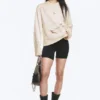 Boxy Printed Long-Sleeved Top – Light Beige – Street Print Boxy Printed Long-Sleeved Top – Light Beige – Street Print