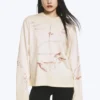 Boxy Printed Long-Sleeved Top – Light Beige – Street Print Boxy Printed Long-Sleeved Top – Light Beige – Street Print