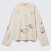 Boxy Printed Long-Sleeved Top – Light Beige – Street Print Boxy Printed Long-Sleeved Top – Light Beige – Street Print