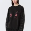Boxy Printed Long-Sleeved Top – Washed Black – Dragon Gaze Boxy Printed Long-Sleeved Top – Washed Black – Dragon Gaze