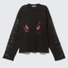Boxy Printed Long-Sleeved Top – Washed Black – Dragon Gaze Boxy Printed Long-Sleeved Top – Washed Black – Dragon Gaze