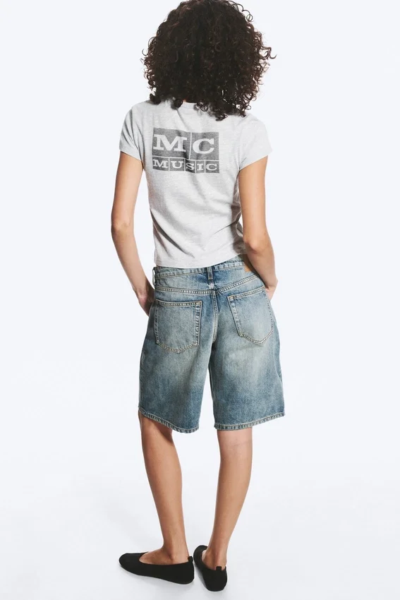 Boxy Printed Short-Sleeved T-Shirt – Grey Melange Boxy Printed Short-Sleeved T-Shirt – Grey Melange