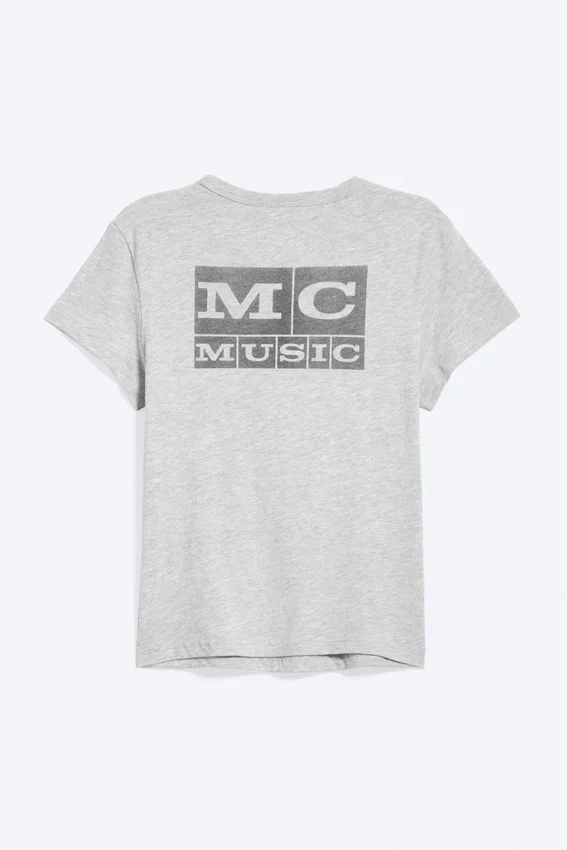 Boxy Printed Short-Sleeved T-Shirt – Grey Melange Boxy Printed Short-Sleeved T-Shirt – Grey Melange