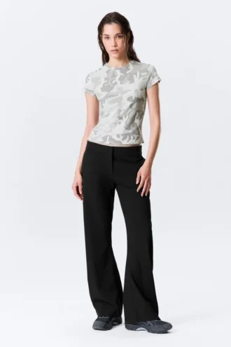 Boxy Printed Short-Sleeved T-Shirt – White – Camo