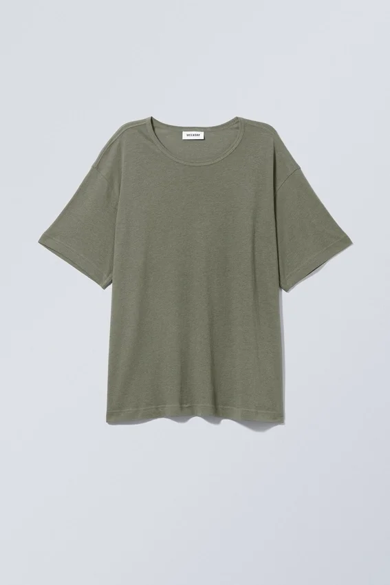 Boxy Relaxed T-Shirt – Dusty Khaki Boxy Relaxed T-Shirt – Dusty Khaki