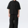 Boxy Short-Sleeved Cotton Shirt – Black Boxy Short-Sleeved Cotton Shirt – Black