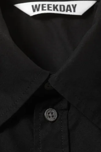 Boxy Short-Sleeved Cotton Shirt – Black