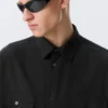 Boxy Short-Sleeved Cotton Shirt – Black Boxy Short-Sleeved Cotton Shirt – Black