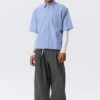 Boxy Short-Sleeved Cotton Shirt – Blue & White Stripe Boxy Short-Sleeved Cotton Shirt – Blue & White Stripe