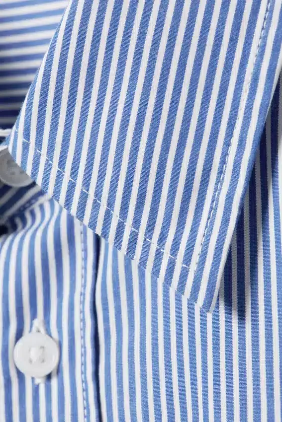 Boxy Short-Sleeved Cotton Shirt – Blue & White Stripe Boxy Short-Sleeved Cotton Shirt – Blue & White Stripe