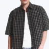 Boxy Short-Sleeved Cotton Shirt – Checked Black Boxy Short-Sleeved Cotton Shirt – Checked Black