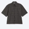 Boxy Short-Sleeved Cotton Shirt – Checked Black Boxy Short-Sleeved Cotton Shirt – Checked Black