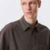 Boxy Short-Sleeved Cotton Shirt – Checked Brown Boxy Short-Sleeved Cotton Shirt – Checked Brown