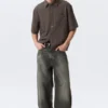 Boxy Short-Sleeved Cotton Shirt – Checked Brown Boxy Short-Sleeved Cotton Shirt – Checked Brown
