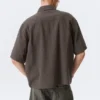 Boxy Short-Sleeved Cotton Shirt – Checked Brown Boxy Short-Sleeved Cotton Shirt – Checked Brown