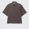 Boxy Short-Sleeved Cotton Shirt – Checked Brown Boxy Short-Sleeved Cotton Shirt – Checked Brown