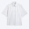 Boxy Short-Sleeved Cotton Shirt – Striped Light Dusty Beige Boxy Short-Sleeved Cotton Shirt – Striped Light Dusty Beige