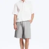 Boxy Short-Sleeved Cotton Shirt – White Boxy Short-Sleeved Cotton Shirt – White