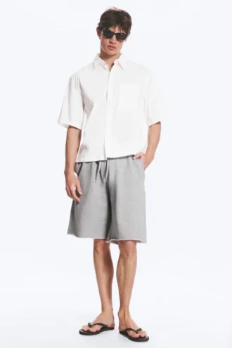 Boxy Short-Sleeved Cotton Shirt – White