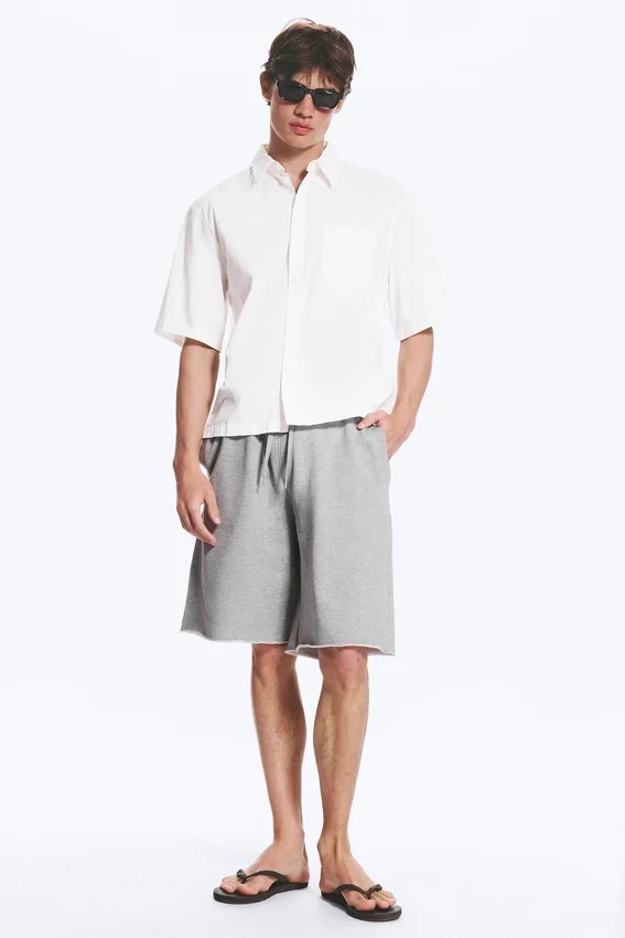 Boxy Short-Sleeved Cotton Shirt – White Boxy Short-Sleeved Cotton Shirt – White