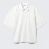 Boxy Short-Sleeved Cotton Shirt – White Boxy Short-Sleeved Cotton Shirt – White