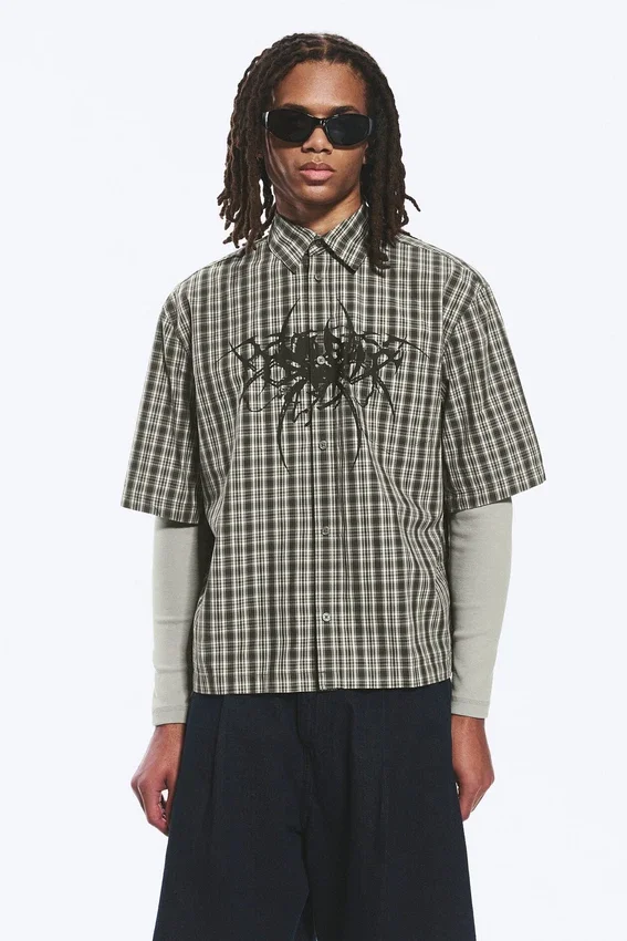 Boxy Short-Sleeved Graphic Shirt – Checked Green – Spyder Boxy Short-Sleeved Graphic Shirt – Checked Green – Spyder