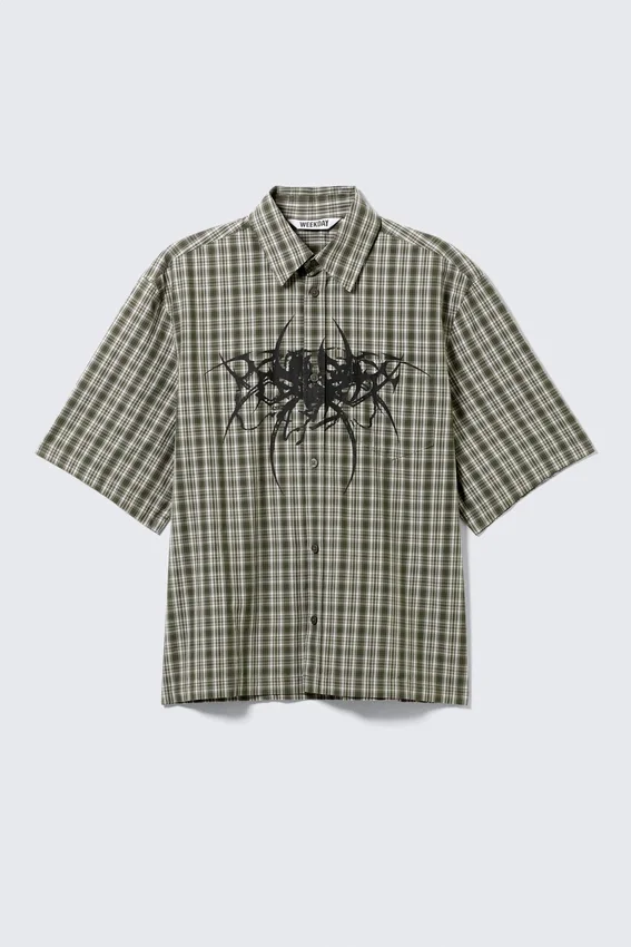 Boxy Short-Sleeved Graphic Shirt – Checked Green – Spyder Boxy Short-Sleeved Graphic Shirt – Checked Green – Spyder