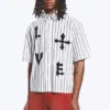 Boxy Short-Sleeved Graphic Shirt – White & Black Stripes Boxy Short-Sleeved Graphic Shirt – White & Black Stripes