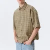 Boxy Short-Sleeved Shirt – Checked Beige Boxy Short-Sleeved Shirt – Checked Beige