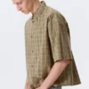 Boxy Short-Sleeved Shirt – Checked Beige Boxy Short-Sleeved Shirt – Checked Beige