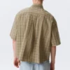 Boxy Short-Sleeved Shirt – Checked Beige Boxy Short-Sleeved Shirt – Checked Beige