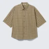 Boxy Short-Sleeved Shirt – Checked Beige Boxy Short-Sleeved Shirt – Checked Beige