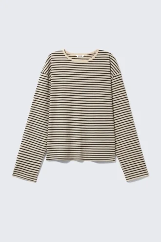 Boxy Sleeve T-Shirt – Striped Black