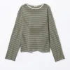 Boxy Sleeve T-Shirt – Striped Khaki Boxy Sleeve T-Shirt – Striped Khaki