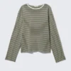 Boxy Sleeve T-Shirt – Striped Khaki Boxy Sleeve T-Shirt – Striped Khaki