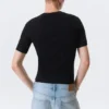Boxy Slim Fit Ribbed T-Shirt – Black Boxy Slim Fit Ribbed T-Shirt – Black