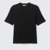 Boxy Slim Fit Ribbed T-Shirt – Black Boxy Slim Fit Ribbed T-Shirt – Black