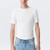 Boxy Slim Fit Ribbed T-Shirt – White Boxy Slim Fit Ribbed T-Shirt – White
