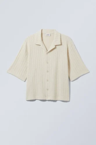Boxy Structure Resort Shirt – Dusty Beige