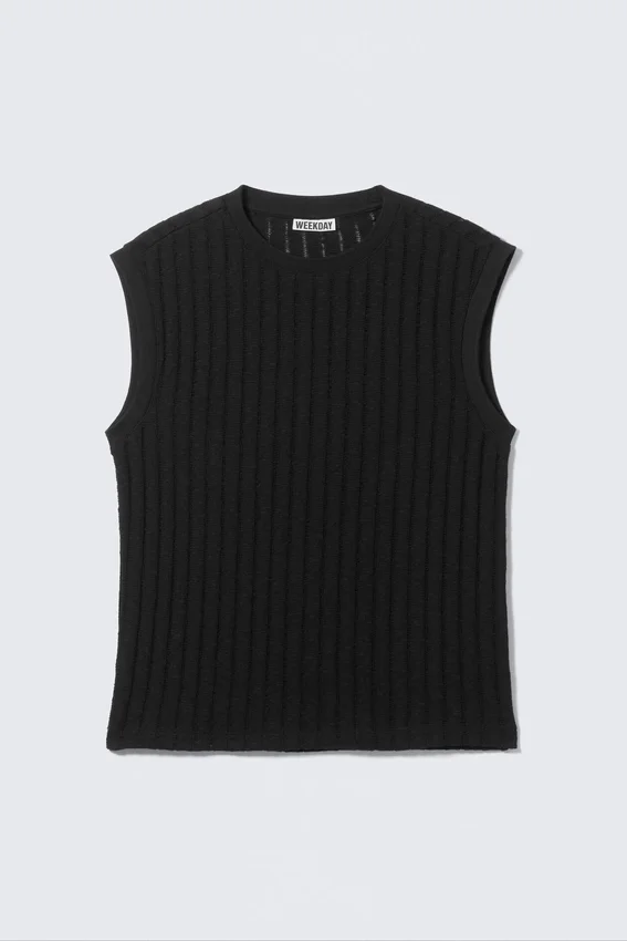 Boxy Structured Cotton Tank Top – Black Boxy Structured Cotton Tank Top – Black
